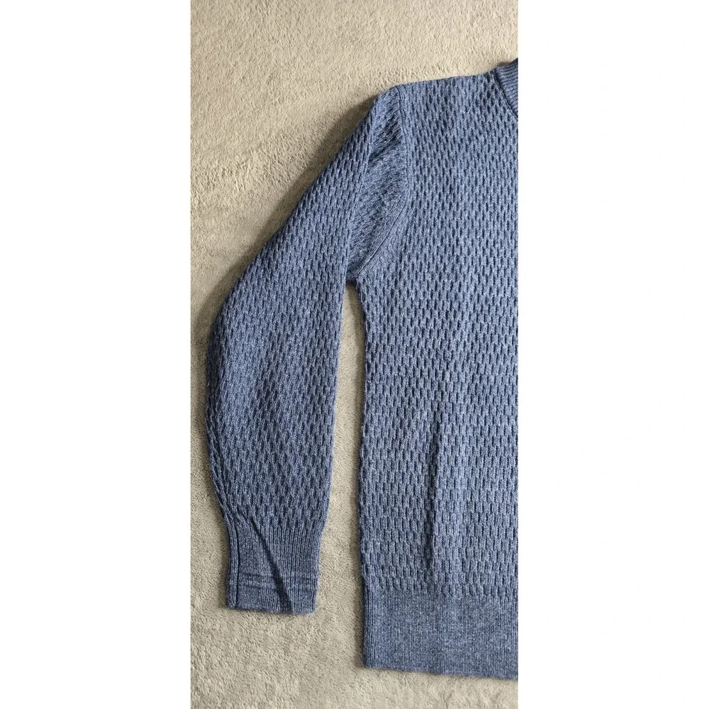 Line of Trade Sweater Mens Large Blue Wool Blend Cable Knit Long Sleeve Pullover